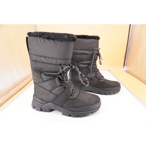Timberland Jenness Pull-On Waterproof Snow Boot size 8 Black Women New Faux Fur - Picture 8 of 10